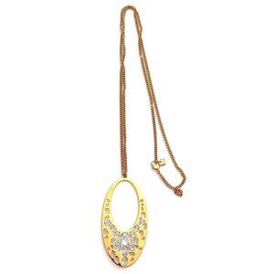 Swarovski Clear Crystal Gold Plated Oval Ariane Pendant Necklace